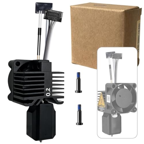 Bamboo Lab P1 Hotend Assembly Complete with Stainless Steel 0.2mm Nozzle,Ceramic Heater,Thermistor, Cooling Fan,Silicone Sock for P1S P1P 3D Printer Extruder Heating Block Replacement - size: 0.2MM, style: P1 Series