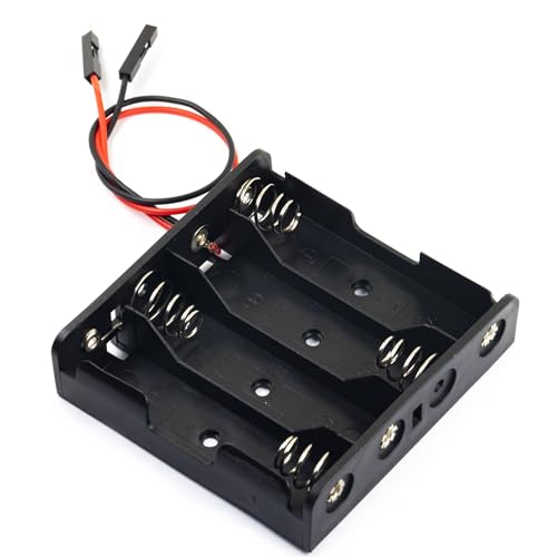 whiteeeen 2pcs 4 AA Battery Holder 4 Slots 6V (4 x 1.5V) Battery Box case with Male Pin Header Wire Lead Easy to Use - size: AA 4x1.5V with Male Pin Header (2pcs)