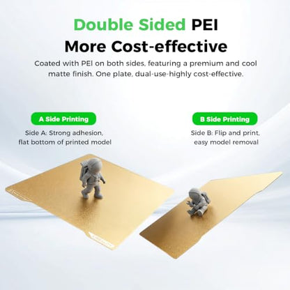Creality K2 Pro Build Plate, 325×310 mm K1 Max PEI Coating Spring Steel Magnetic Bed, K2 Pro Upgrade Printing Plate, Double Sided Frosted Textured Build Plate for Creality Ender 3 V3 Plus 3D Printer - color: PEI Frosted Gold, size: K1 Max/Ender 3 V3 Plus/