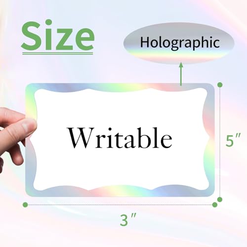STARLIBOO Holographic Colored Labels Stickers, 3X5 Inch Removable Large Label Stickers for Moving Boxes and Storage Bins- Waterproof- Writable- Tear Resistant (Holographic Silver - color: Holographic Silver, size: 3 x 5 inch