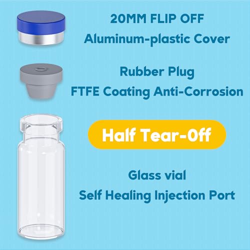 5mL Vials for Injections with Self-Healing Injection Port and Sealed Cap - size: 5ml
