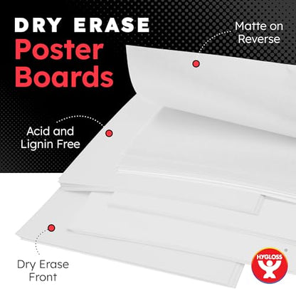 Hygloss Dry Erase Poster Board Paper 22x28 Inch, 30 Count, White Board - color: Original, size: 22 x 28-Inch, style: 30