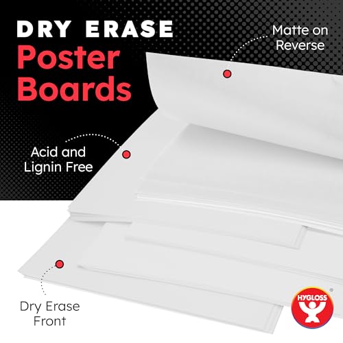 Hygloss Dry Erase Poster Board Paper 22x28 Inch, 30 Count, White Board - color: Original, size: 22 x 28-Inch, style: 30