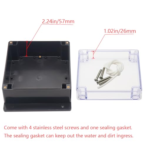 Junction Box IP65 Waterproof ABS Plastic Electrical Project Case Power Junction Boxes, Clear Cover Project Box with Fixed Ear 6.30x6.30x3.54 inch (160 x 160 x90 mm) - color: Clear, size: 6.30"x6.30"x3.54"