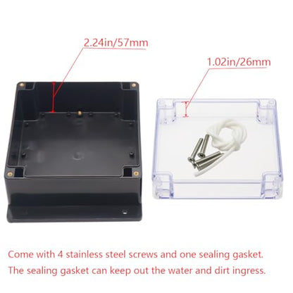 Junction Box IP65 Waterproof ABS Plastic Electrical Project Case Power Junction Boxes, Clear Cover Project Box with Fixed Ear 6.30x6.30x3.54 inch (160 x 160 x90 mm) - color: Clear, size: 6.30"x6.30"x3.54"