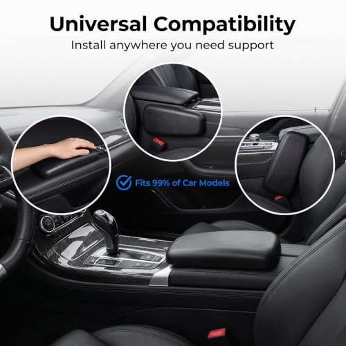 2 PCS Car Armrest Cushion, Elastic Elbow Rest Pad for Car Door Console, Soft Leg Support Pillow for Driving Comfort, Universal for Most Trucks Sedans and Vehicles (Black)