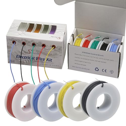 24 AWG Silicone Wire Kit (6 Colors, 26.2ft Each) - Tinned Copper, 300V, Ultra-Flexible for Electronics, RC, Arduino, LED Projects - color: Silicone-Solid-wire, size: 24AWG