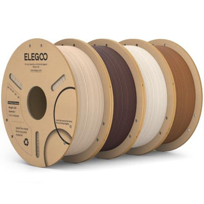 ELEGOO PLA 3D Printer Filament 4KG Oak Wood/Rosewood/Tan Birch/Teak Wood - color: Oak Wood/Rosewood/Walnut Wood/Tan Birch Wood, size: 4kg