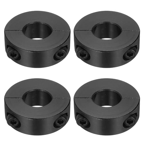 uxcell 4pcs Double Split Shaft Collars 15mm Bore, Two-Piece Clamping Collar 35mm OD 12mm Thickness Carbon Steel Lock Collar Clamp with Set Screws (Black Oxide) - size: 15mm x 35mm x 12mm