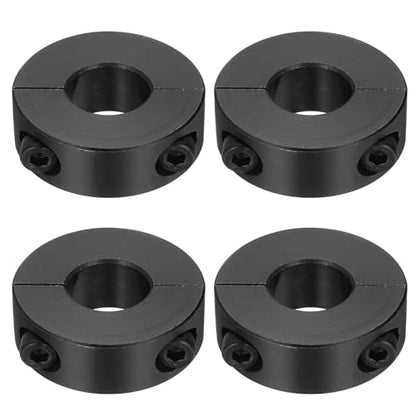 uxcell 4pcs Double Split Shaft Collars 15mm Bore, Two-Piece Clamping Collar 35mm OD 12mm Thickness Carbon Steel Lock Collar Clamp with Set Screws (Black Oxide) - size: 15mm x 35mm x 12mm