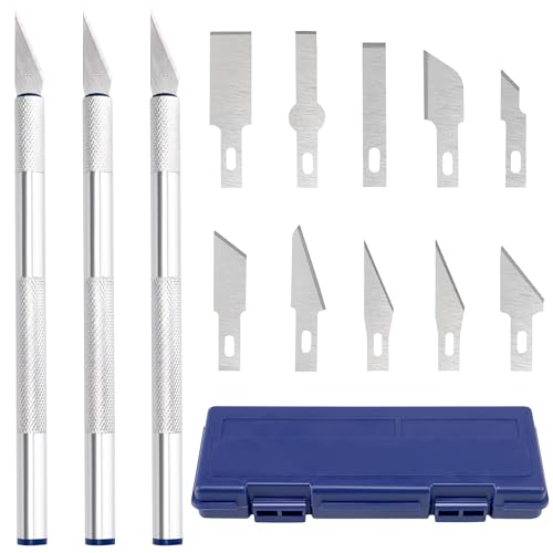 Exacto Knife Set, 13PCS Precision Hobby Craft Xacto Blades Kit with 3 Craft Knife Handles for Pumpkin Carving Modeling Fondant Wood & Leather Art DIY