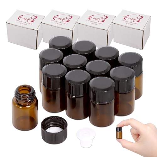 Beauticom 2ML Amber Glass Vial 60 Pieces with Orifice Reducer - color: Amber, size: 60 Bottles