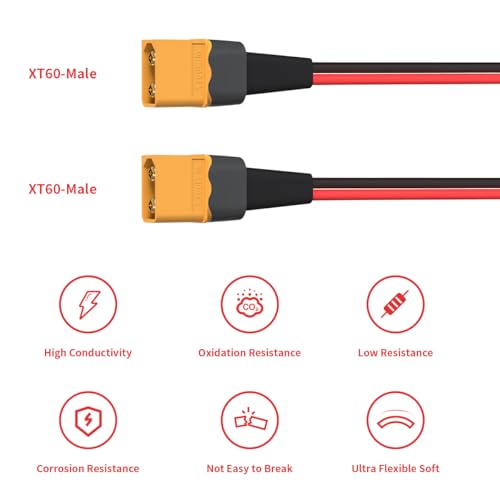 ELFCULB XT60 Male to Male Extension Cable 10AWG 6FT for Power Use - color: 10AWG XT60 Male to Male, size: 6FT