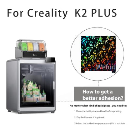 K2 Plus Build Plate 370x370mm Double Sided Textured Flake+Star Spring Steel Sheet Heated Bed Flexible 3D Printer Platform for Creatily K2 Plus 3D Printer Replacement - style: Flake+Star
