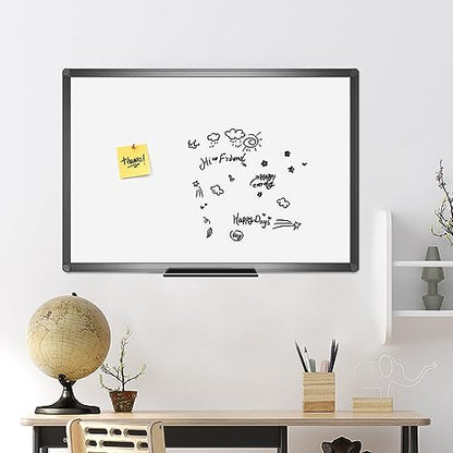 VIZ-PRO Magnetic Dry Erase Board, 48 x 32 Inches, Black Aluminium Frame - size: 48 x 32 inches
