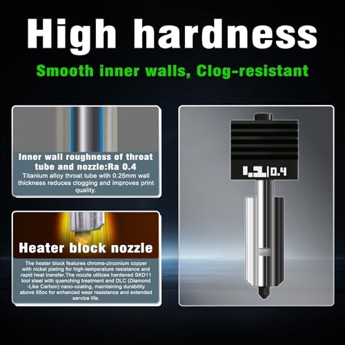 4-Pack X2D/H2S/H2D/H2C/P2S Hotend for Bambu Lab 3D Printer, Quick Swap Hardened Steel Nozzle Assembly 0.2mm 0.4mm 0.6mm 0.8mm for High Speed 3D Printing, Bamboo Extruder Print Head,3D Printer Parts - size: 0.2/0.4/0.6/0.8MM