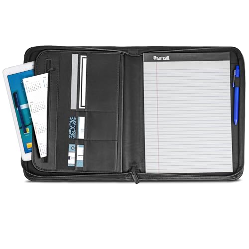 Samsill Professional Padfolio with Secure Zippered Closure, 10.1 Inch Tablet Sleeve, and 8.5 by 11 Inch Notepad, Black, Full Size (70820) - size: Letter - 8.5 x 11 inches, style: Zipper Padfolio