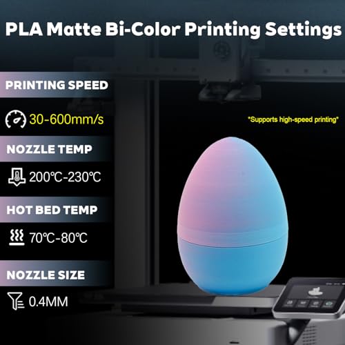Matte Dual Color Pink Sky Blue PLA 1.75mm 1kg 600mm/s 3D Printer Filament - color: C_pla-31 Bi Matte Pink+sky Blue