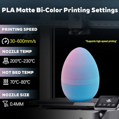 Matte Dual Color Pink Sky Blue PLA 1.75mm 1kg 600mm/s 3D Printer Filament - color: C_pla-31 Bi Matte Pink+sky Blue