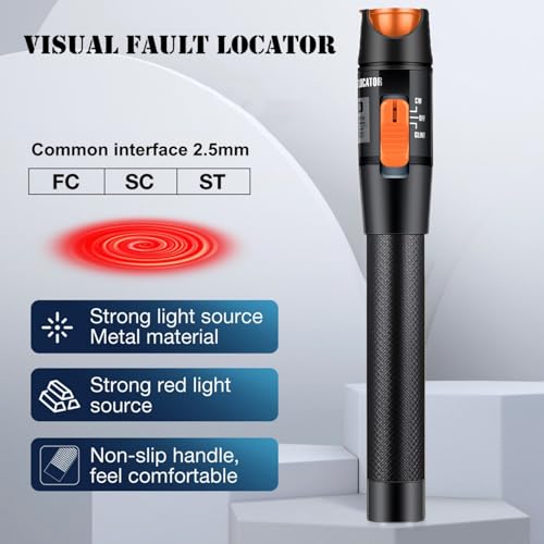 Visual Fault Locator,10-20KM Fiber Optic Cable Tester Meter, VFL Red Light Pen Light Source Testers(Black) - style: 10-20KM VFL