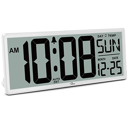 WallarGe 14.5'' Large Digital Wall Clock Battery Operated - color: White