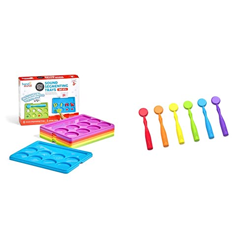 hand2mind Little Minds at Work Sound Segmenting Trays + Magnetic Wands for Early Literacy and Science Exploration (Set of 6)