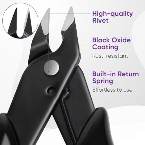 5 Inch Micro Wire Cutters, 10 Pack Precision Flush Cutters, Zip Tie Cutter - color: Black (10 Pack)