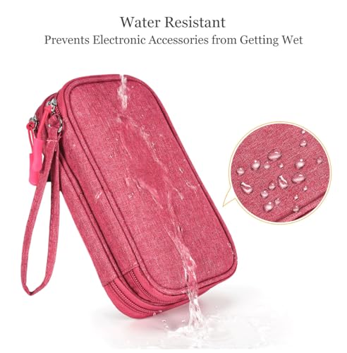 CAAORDKSO Small Cable Organizer Bag, Charger Organizer Case Pouch Travel Bag, Waterproof Electronics Accessories Case for USB, Cable, Cord, Charger, Phone, Power Bank, Earphone (Rose Red, Medium) - color: Rose Red, size: Medium