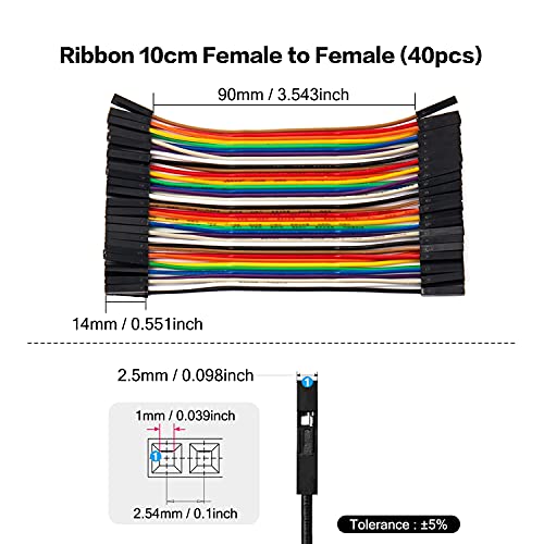 Chanzon 40pcs 10cm Female to Female Ribbon Jumper Wire Dupont Cable Line - color: (3) Female to Female (40pcs), size: 10CM