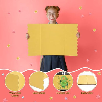Mooliwe 24" X 16" 4 Pack Scalloped Trifold Poster Board, Rainbow - color: Rainbow, size: 24" X 16"