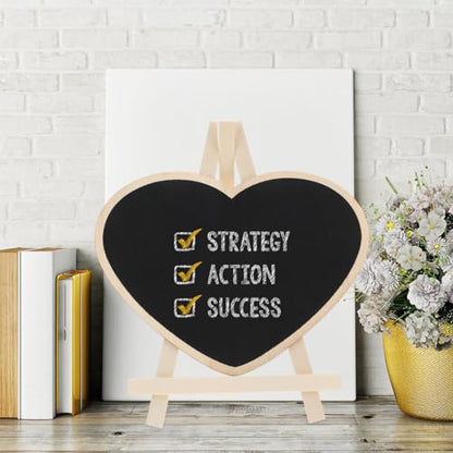 Scicalife Chalkboard Sign with Stand Small Standing Chalkboard Vertical Writing Board for Kids Painting Wedding Message Memo Tabletop Decor 9.05 X 7.87 X 0.78 in