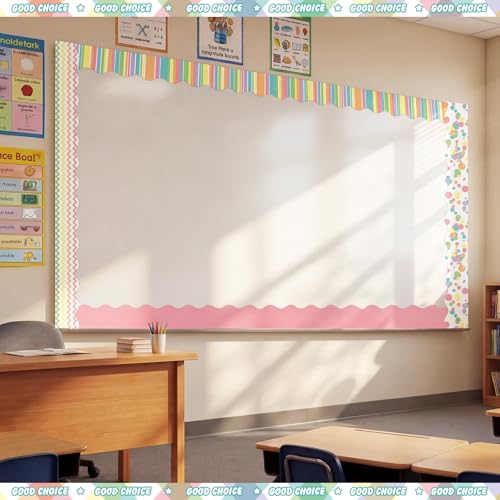Containlol 118ft Bulletin Board Border Classroom Border, Macaron Pastel - style: Macaron Pastel