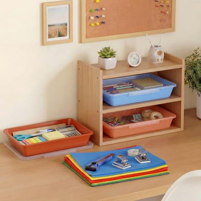 Tinlade 6 Pcs Classroom Paper Storage Bins with Lids, 13x10, Boho - color: Boho