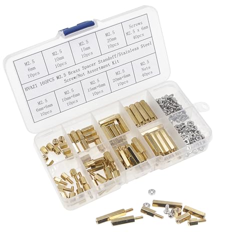 M2.5 Brass Male-Female Hex Standoffs, Stainless Steel Screws Nuts Kit