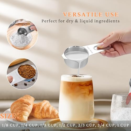 21PCS Measuring Cups and Spoons Set, Include 7 Nesting Measuring Cups, 9 Measuring Spoons and 5 Mini Spoons, Stainless Steel Metal Measuring Set, Kitchen Gadgets for Cooking & Baking - size: 21PCS Set