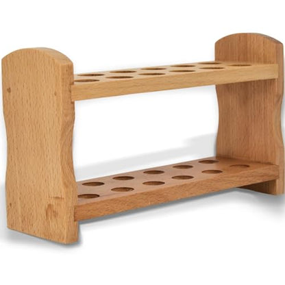 Eisco - Hardwood Test Tube Rack with 12 Holes - Durable Wooden Support with Dovetail Joints - 18mm Diameter Holes in Two Rows - Laboratory and Educational Use - Test Tube Holder