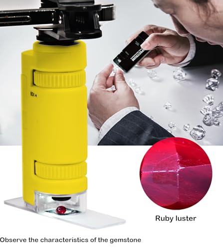 EasyMicro LED Lighted Pocket Microscope 60-120X Magnification Yellow Color - color: Yellow