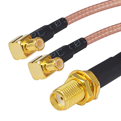onelinkmore SMA Female to Dual MCX Male RA Splitter Cable, RG316