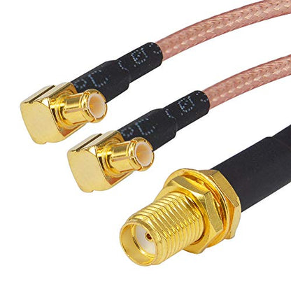 onelinkmore SMA Female to Dual MCX Male RA Splitter Cable, RG316