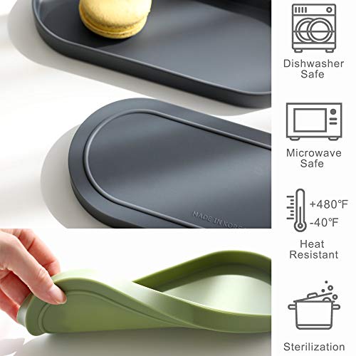 Lazy K Silicone Tray - Small Vanity Tray Organizer - Spoon Rest Holder - Multi-Purpose Modern Kitchen Sink, Bathroom, Counter Organizer (White) - color: Snow White-2pcs