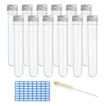 PATIKIL 50ml Test Tubes Set, 15pcs Plastic Clear Round Bottom Test Tube - size: 50ml