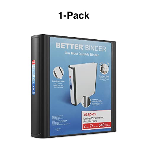 Staples Heavy-Duty 2-Inch D-Ring Binder, Black, Large Capacity - color: Black, size: 2-Inch