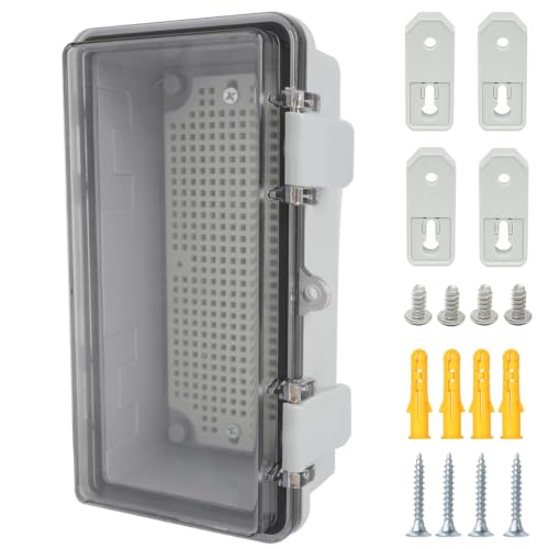 Junction Box, Hinged Grey Clear Cover IP67 Waterproof ABS Project Box with Mounting Plate Electrical Box Enclosure with Wall Bracket 7.9 x 3.9 x 2.8inch(200x100x70mm) - color: Transparent, size: 7.9"x3.9"x2.8"