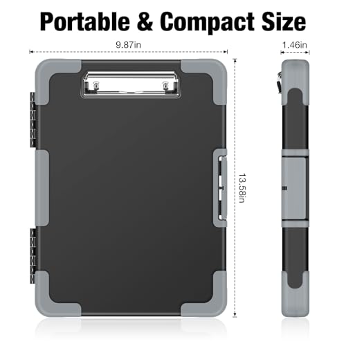 Sooez Toughest Clipboard with Storage, Clip Boards 8.5x11 with Pen Pouch - color: Black