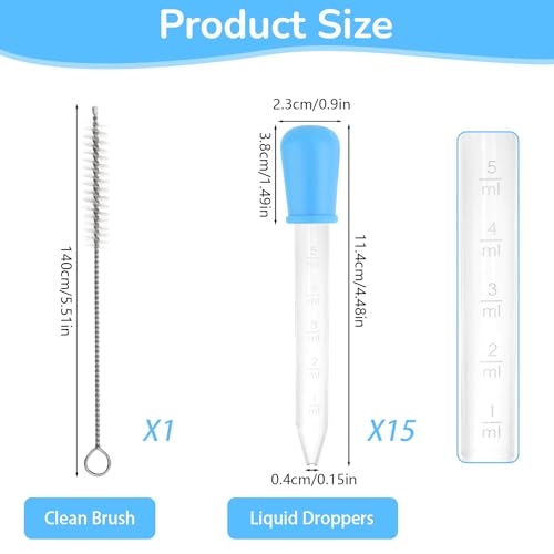 15 PCS Eye Droppers for Kids, Liquid Droppers Silicone