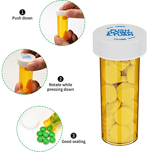 Urekt Empty Plastic Medicine Pill Bottles with Child Resistant Caps (12 Pack), 8 Dram Small Prescription Vial Medicine Containers Travel Pill Bottles Clear Pill Case Organizers - size: 8 Dram (12 Pack)