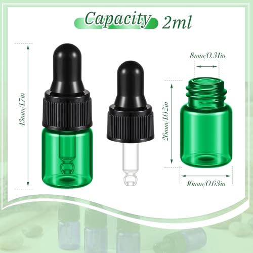Didaey 100 Pcs Mini Glass Oil Dropper Bottle, 2 ml, Natural Green - color: Natural Green, size: 2 ml