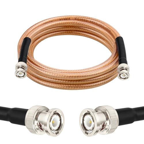 RG8X BNC Extension Cable, Low Loss BNC Male to BNC Male Coaxial Cable, 50 Ohm Flexible Coax Jumper with Dual-Layer Strain Relief for CCTV Security Camera, RF Antennas, Oscilloscope 6FT - size: 6FT