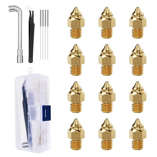 12Pcs 0.4mm MK Nozzles for Creality Ender 3/3 V2 Neo Series,Ender 5/6,CR 10 - size: MK Nozzles