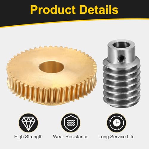 uxcell Worm Gear Set Right Rotation 50T 1 Module 50:1 Reduction Rate - size: Gear-14mm, Worm-8mm Bore, style: 1M-50T